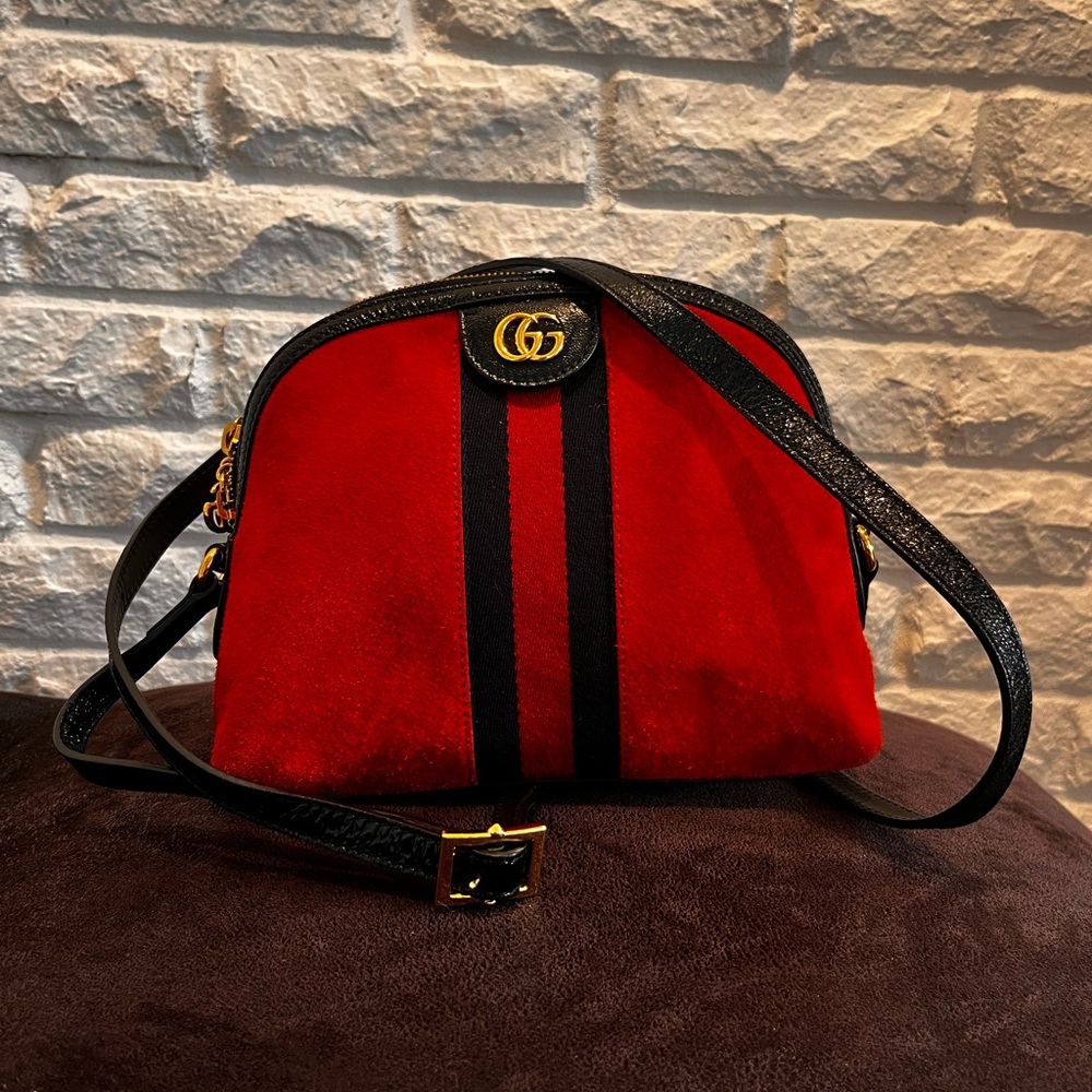 Gucci Vintage Red Suede – Small Ophidia Dome Crossbody Bag - Picture 4 of 17